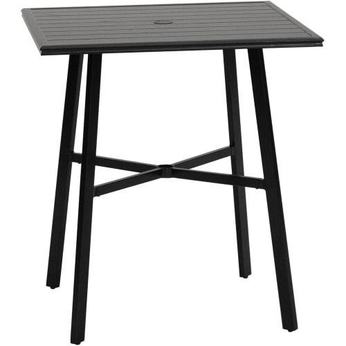 Cape Soleil Aluminum 42" Square Slat Top Bar Height Table, Gunmetal